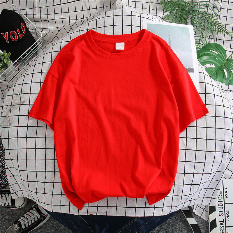 Hong Kong Style Men’s Solid T-Shirt – Loose Mid-Sleeve | S–5XL
