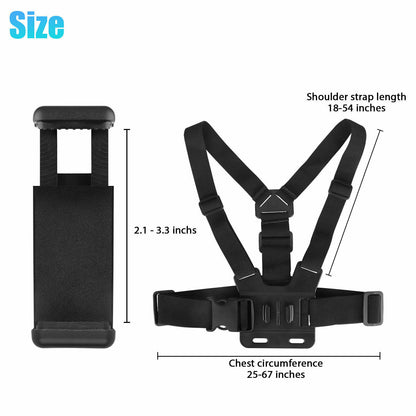 Chest Harness Body Strap Mount – Adjustable Phone & GoPro Holder