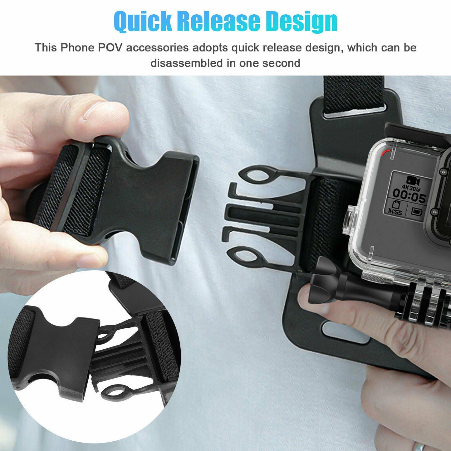 Chest Harness Body Strap Mount – Adjustable Phone & GoPro Holder