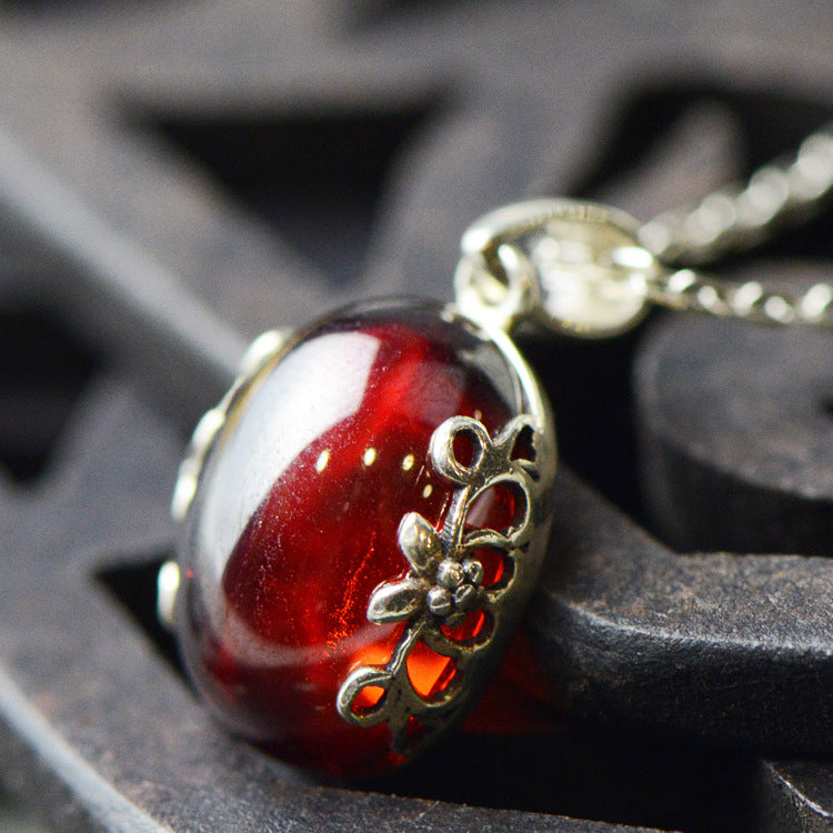 Parure de bijoux en argent sterling S925, rétro magnifique zircon rouge, bijoux de mariée, argent haut de gamme en gros