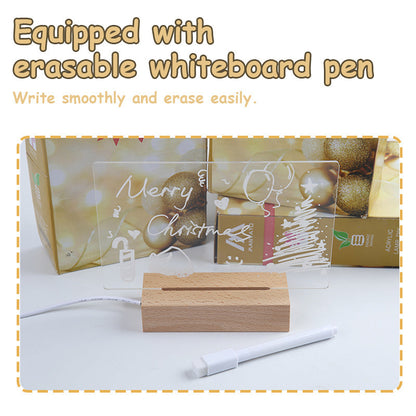 Creative Luminous DIY Memo Acrylic Message Board Gift Lamp Blank Acrylic Board Rectangle Wooden RGB Led Night Light
