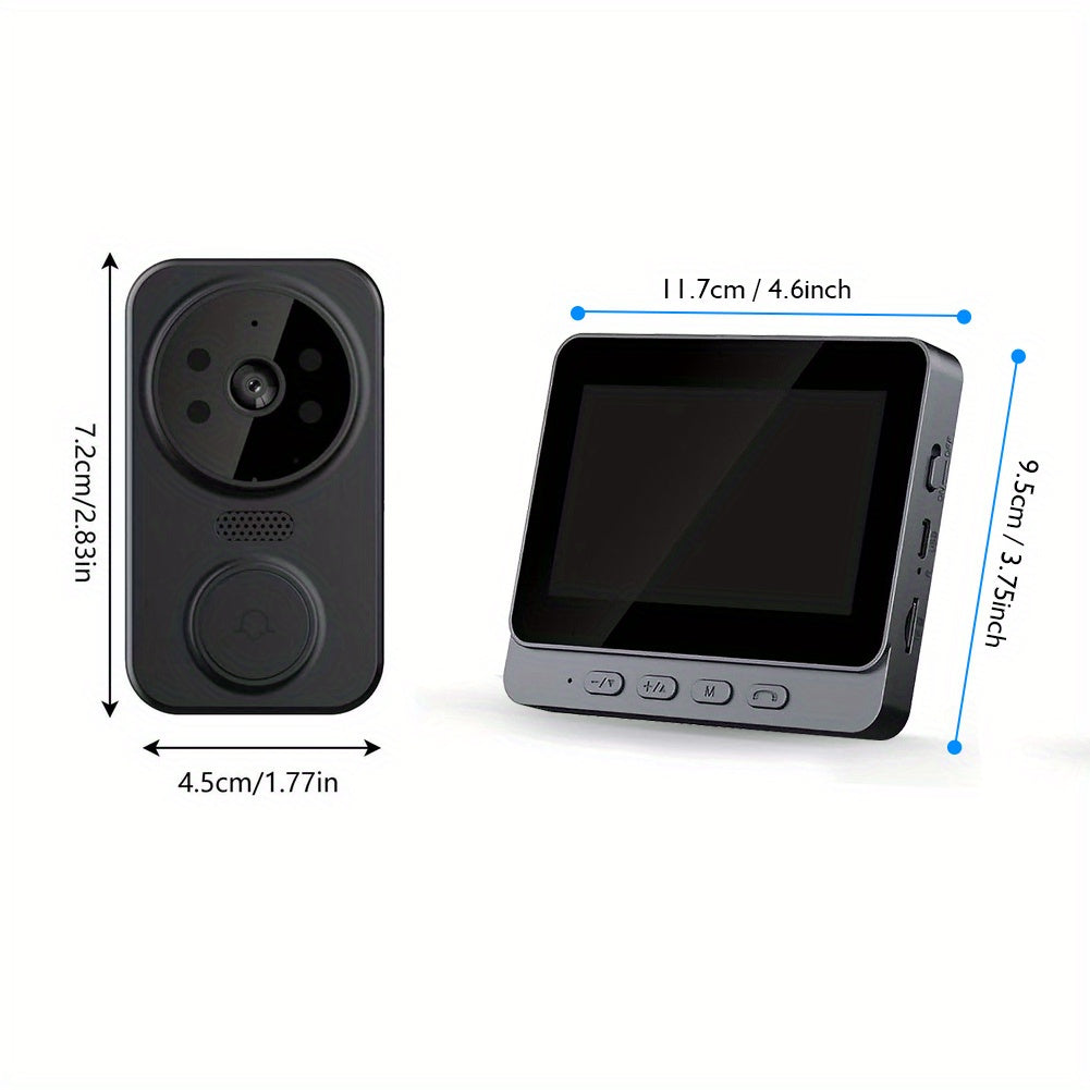Wireless Video Doorbell – 4.3" Screen, HD Camera, Two-Way Audio & Night Vision