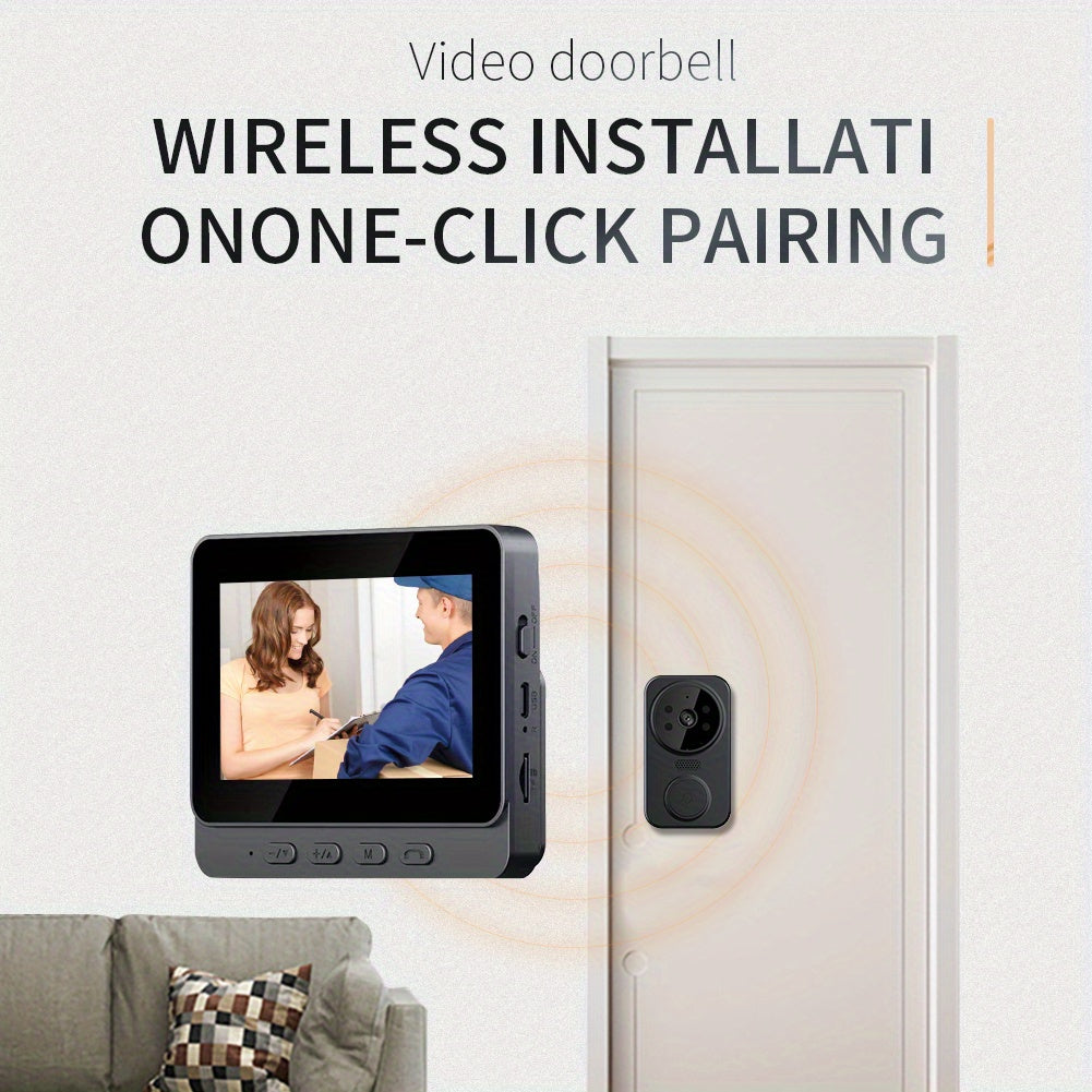 Wireless Video Doorbell – 4.3" Screen, HD Camera, Two-Way Audio & Night Vision