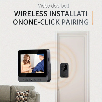 Wireless Video Doorbell – 4.3" Screen, HD Camera, Two-Way Audio & Night Vision