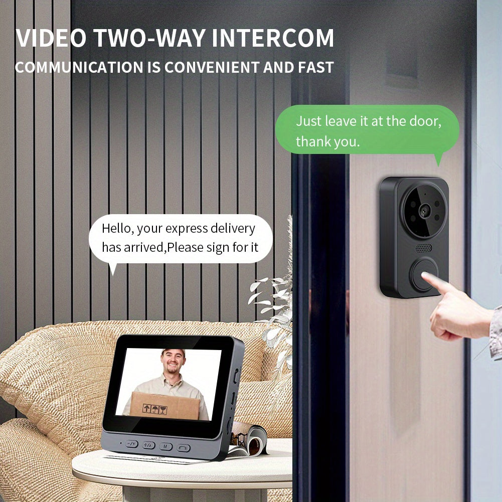 Wireless Video Doorbell – 4.3" Screen, HD Camera, Two-Way Audio & Night Vision
