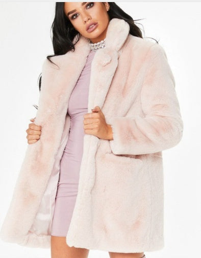 Women's Faux Fur Coat – Long Sleeve Warm Thick Jacket