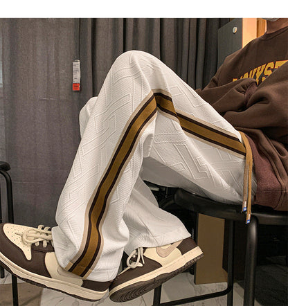 Striped Stitching Pants Same Style Thick Loose Track Sweatpants
