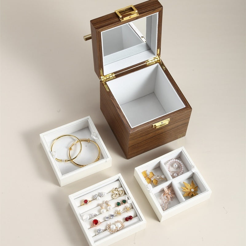 Boîte à bijoux classique en bois de rangement cosmétique