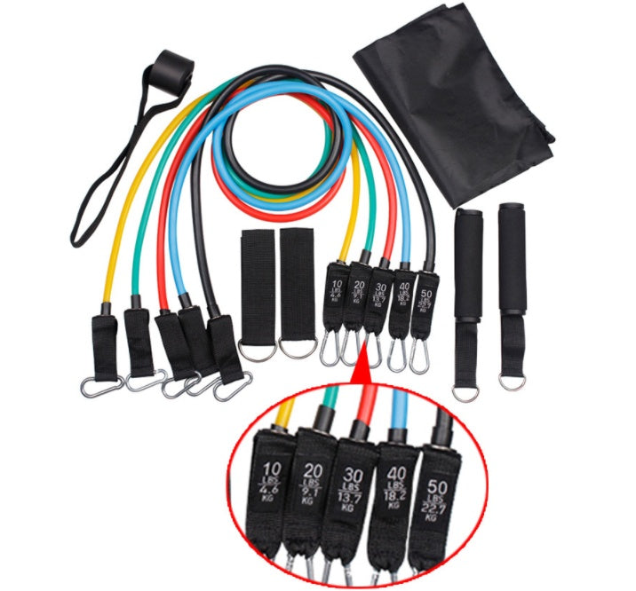 Juego de 11 piezas de cuerda elástica multifuncional TPE para fitness, cuerda de látex elástica, anillo de resistencia