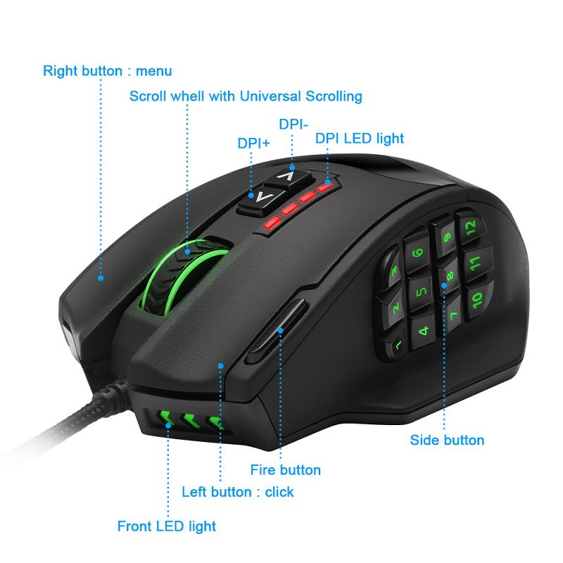 Souris de jeu rétroéclairée RGB