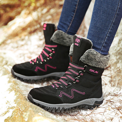 Botines de mujer Zapatos de invierno Botas de nieve para mujer Zapatos cálidos para madre con cordones