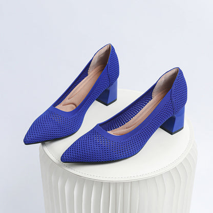 Women's Summer Casual Pointed Toe Chunky Heel Hollow Sandals