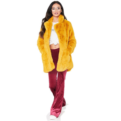 Women's Faux Fur Coat – Long Sleeve Warm Thick Jacket