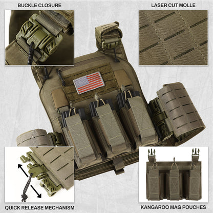 Votagoo 601 Laser Cut Molle Vest Adjustable Plate Carrier Tactical Military Vest