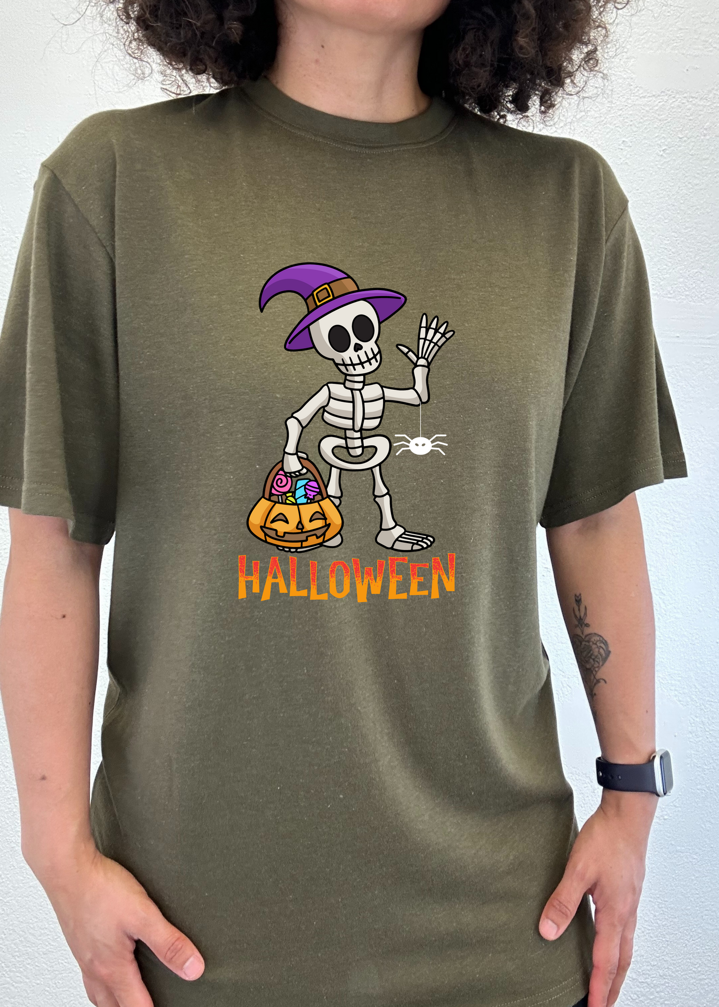 Camiseta gráfica unisex de manga corta de bambú-viscosa/algodón orgánico "Happy Halloween"