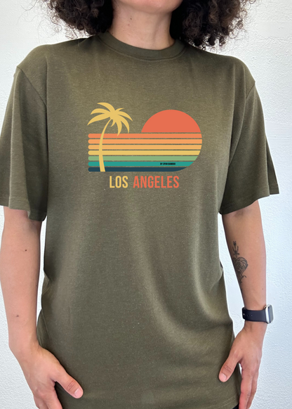 T-shirt graphique unisexe à manches courtes en viscose de bambou/coton biologique de Los Angeles