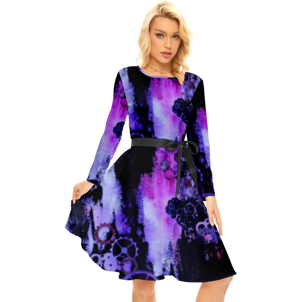 Vestido femenino con estampado de plantas tropicales y diseño de Halloween