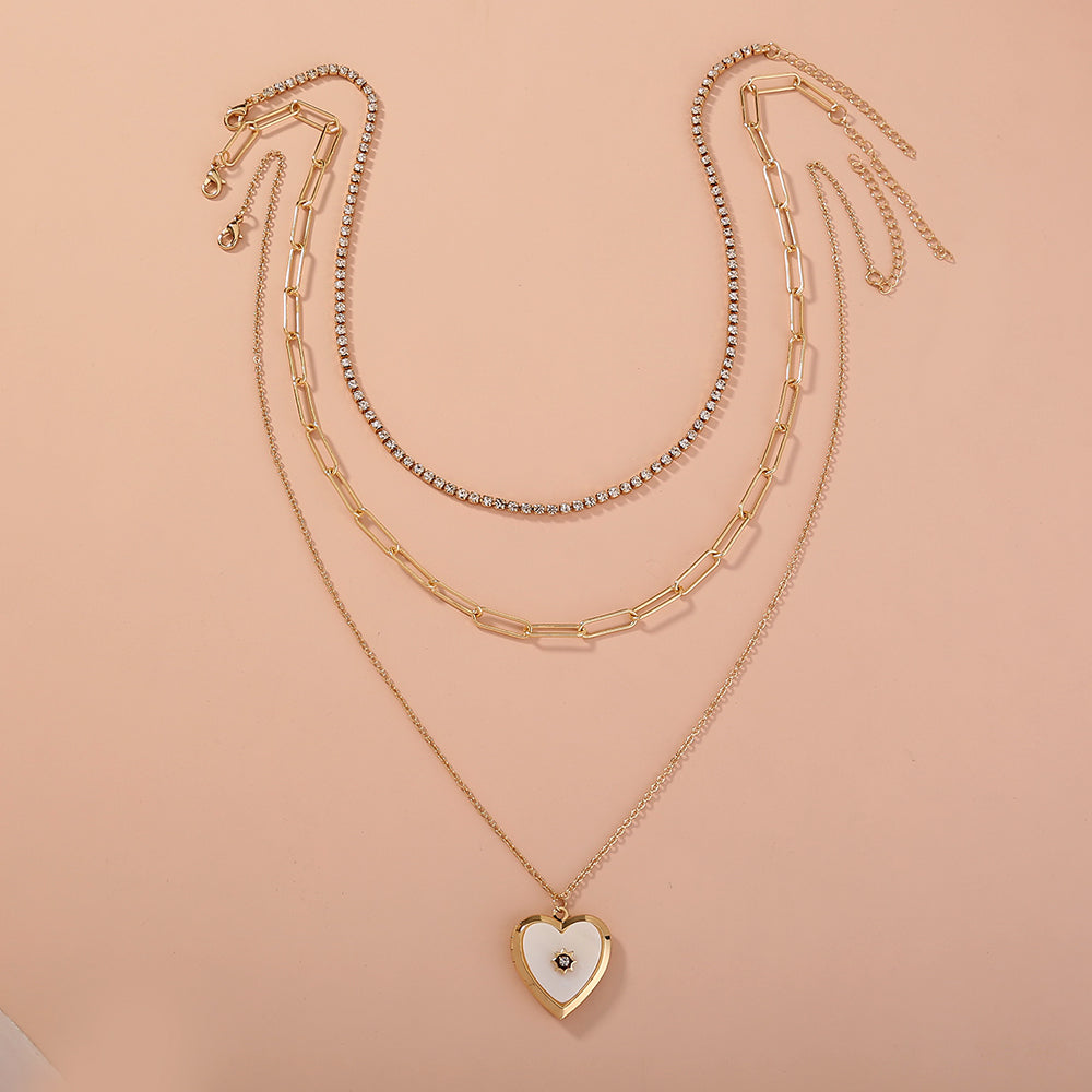 Collar de varias capas apilable con candado dorado, de moda transfronteriza europea y americana, con etiqueta de letras y personalidad, gargantilla para mujer