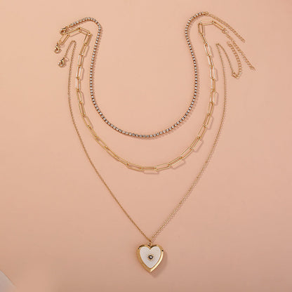 Collar de varias capas apilable con candado dorado, de moda transfronteriza europea y americana, con etiqueta de letras y personalidad, gargantilla para mujer