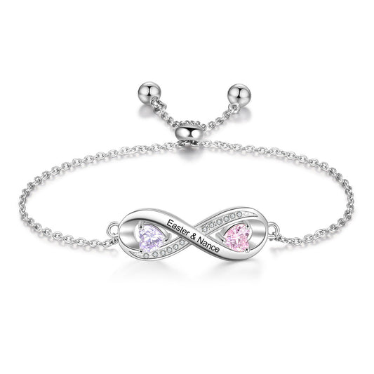 Pulsera Personalizada con Nombre Grabado y Piedra de Nacimiento
