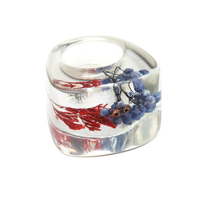 Simple Personality Creative Exaggerated Plant Specimen Epoxy Ring