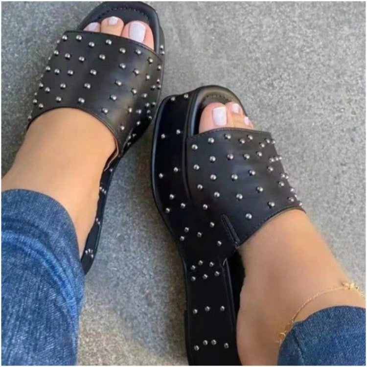 Women Rivet Slippers Summer Shoes