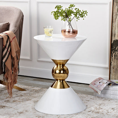 Table d'appoint style luxe léger, postmoderne, mini-table d'angle de canapé amovible, noire et blanche de style américain, en acier inoxydable de style néo-chinois.