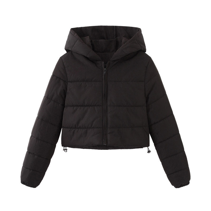 Manteau court à capuche zippé mode Hiver Veste couleur Mandela Vêtements d'extérieur Femme