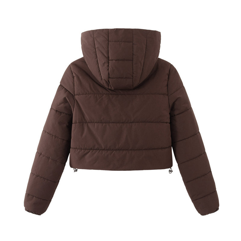 Manteau court à capuche zippé mode Hiver Veste couleur Mandela Vêtements d'extérieur Femme