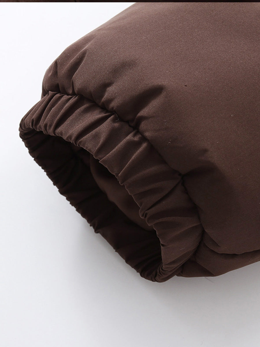 Manteau court à capuche zippé mode Hiver Veste couleur Mandela Vêtements d'extérieur Femme