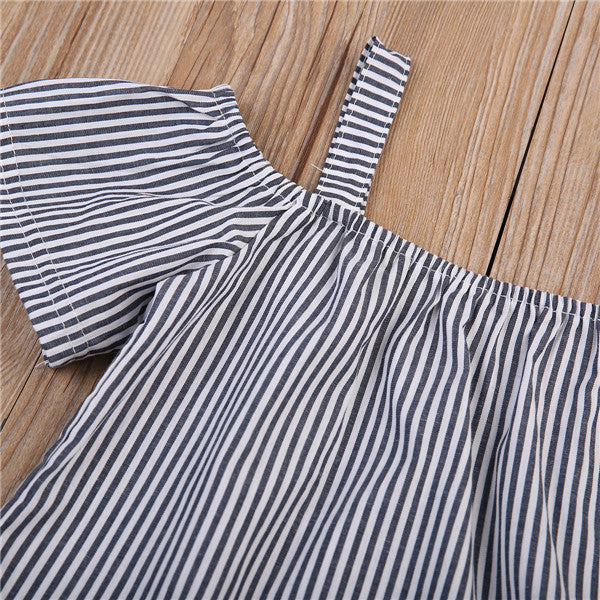 Ensemble haut et pantalon Shelby d'été, T-shirt rayé à manches courtes, débardeur et pantalon deux pièces pour enfant