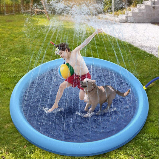 Piscina Antideslizante para Perros y Niños, Tapete de Juego de Agua para Exteriores, Fuente de Jardín para Verano