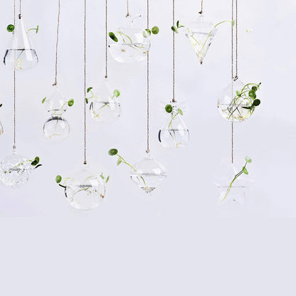 Hanging glass plant vase
