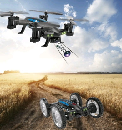 OTRC FY602 Coche-dron RC de aire y tierra 2 en 1, coche volador, dron cuadricóptero RC 2.4G de 6 ejes y 4 canales con cámara HD, 4WD de alta velocidad