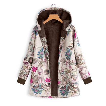 Veste à capuche grande taille à imprimé floral rétro