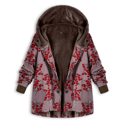 Veste à capuche grande taille à imprimé floral rétro