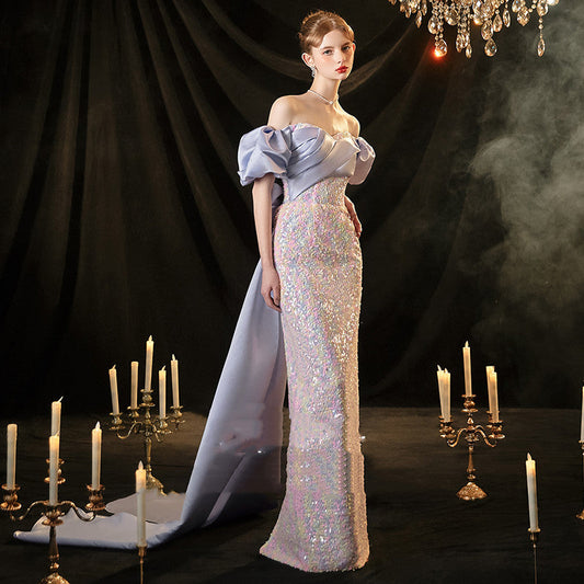 Vestido de novia nupcial de compromiso de noche para ceremonias de adultos