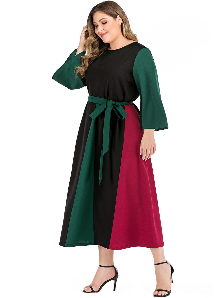 Vestido de mujer de talla grande con costuras en contraste
