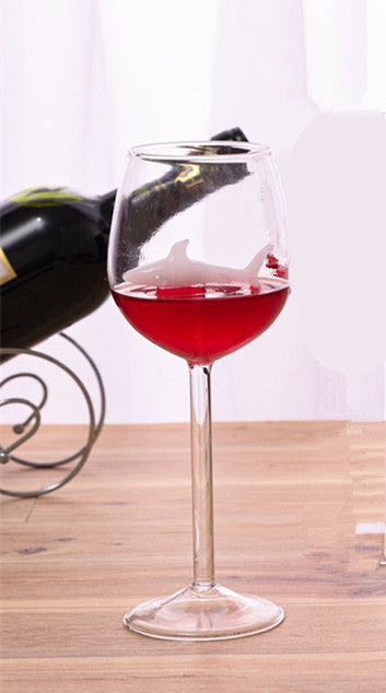 Verres à vin rouge avec requin à l'intérieur Verres à pied en verre transparent sans plomb pour la maison, le bar, les fêtes HFing