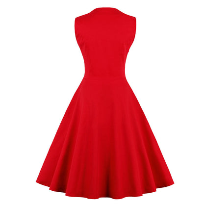 Plus Size Women's Sleeveless Simple Plaid Retro Dress