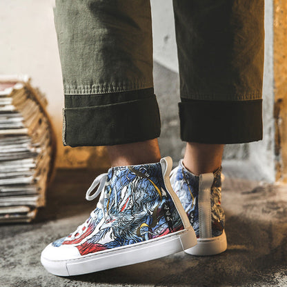 New Street Men's graffiti Wolf casual shoes