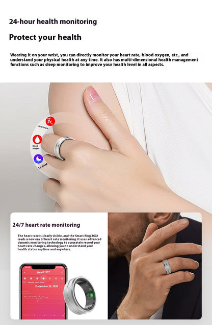 Bague connectée 2024 pour hommes et femmes, surveillance de la fréquence cardiaque et de l'oxygène sanguin, modes multisports, étanche IP68, pour Android et iOS