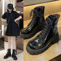 Women's British style thick heel round toe Martin boots