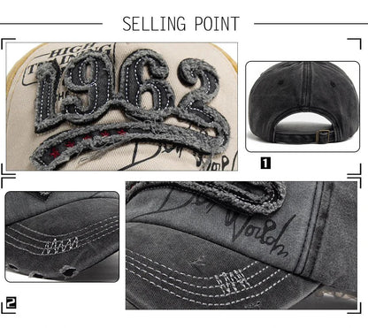 1962 Embroidery Vintage Washed Cotton Baseball Cap
