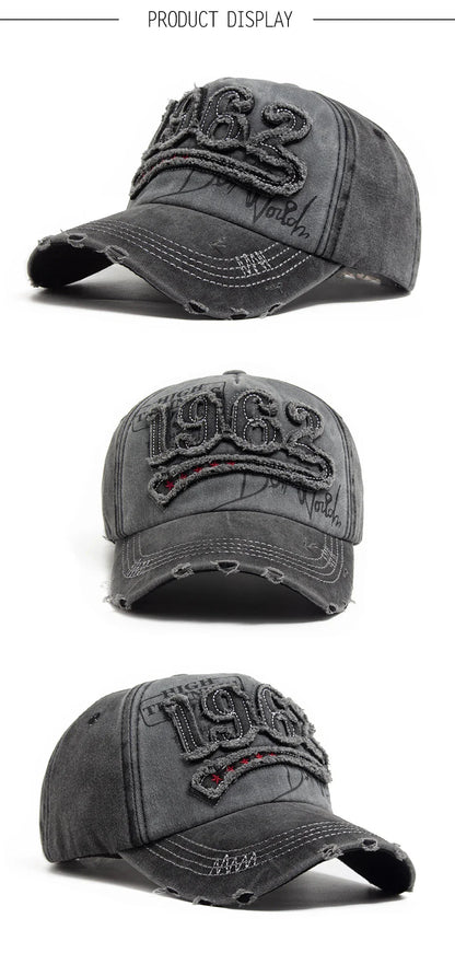 1962 Embroidery Vintage Washed Cotton Baseball Cap