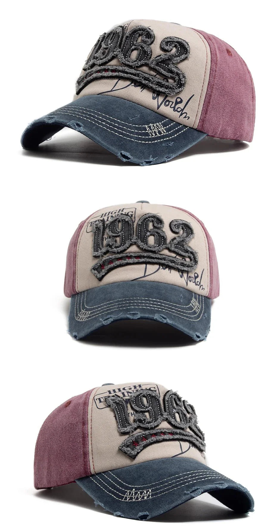 1962 Embroidery Vintage Washed Cotton Baseball Cap