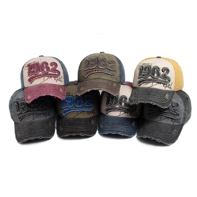 1962 Embroidery Vintage Washed Cotton Baseball Cap