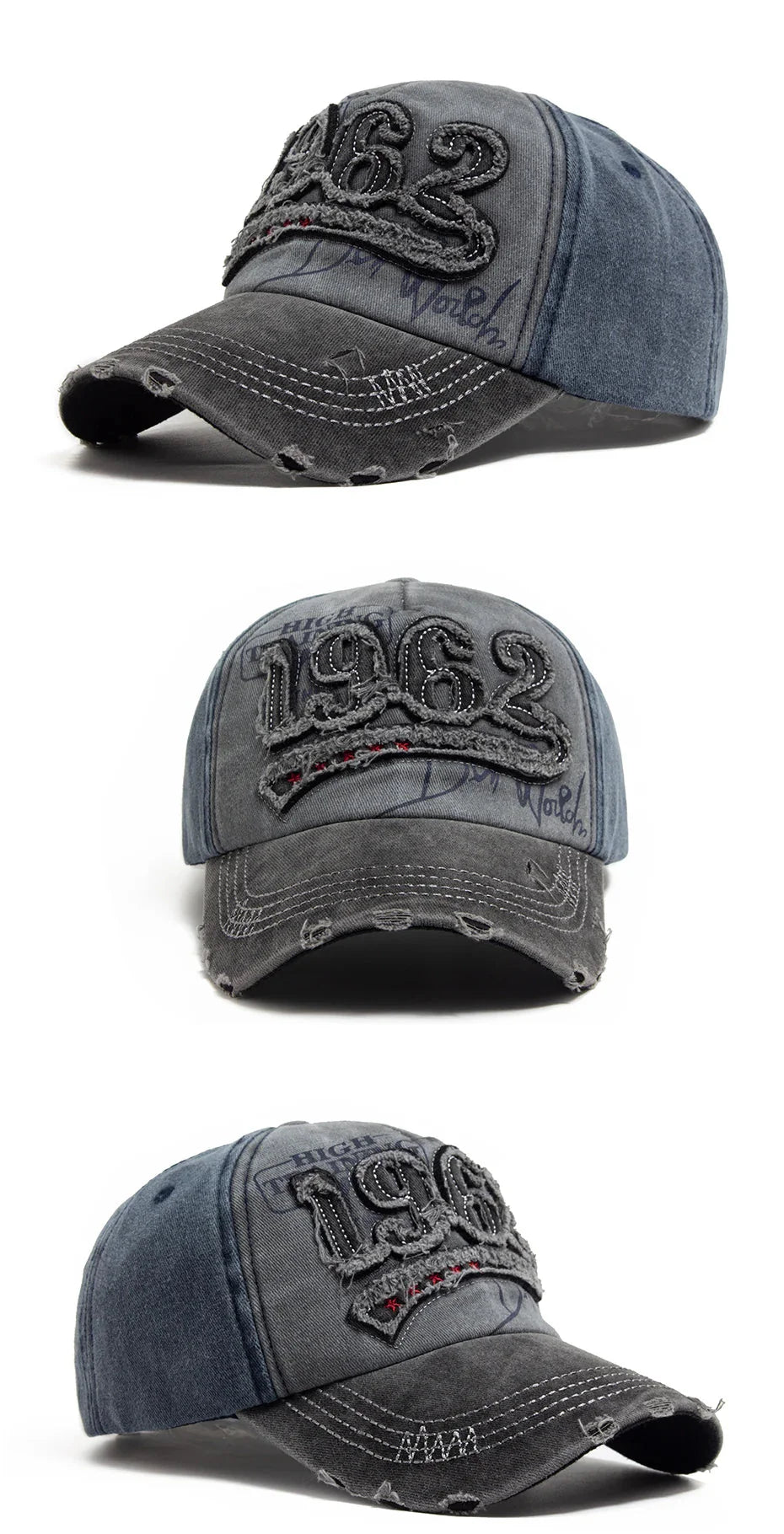 1962 Embroidery Vintage Washed Cotton Baseball Cap