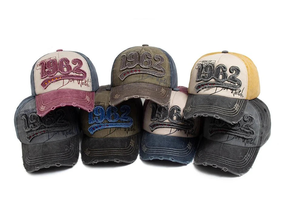 1962 Embroidery Vintage Washed Cotton Baseball Cap