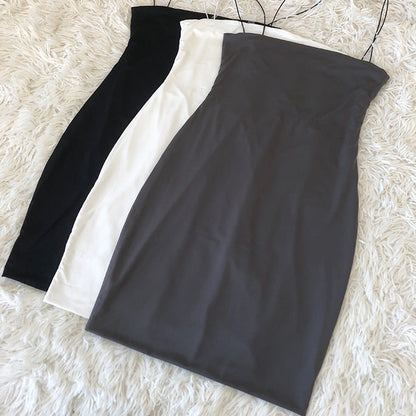 Homemade double-layer mirror out of the street, a single product sexy hot girl was thin, buttocks short skirt, ice silk flat neck suspender dress, female